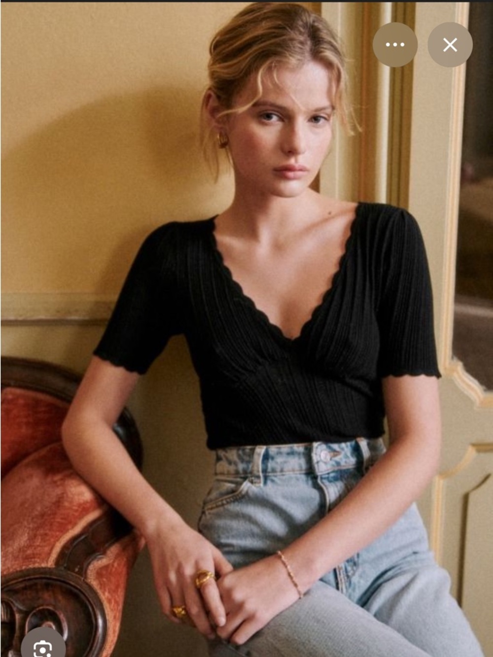 Sezane Black Cloe Knit Top
